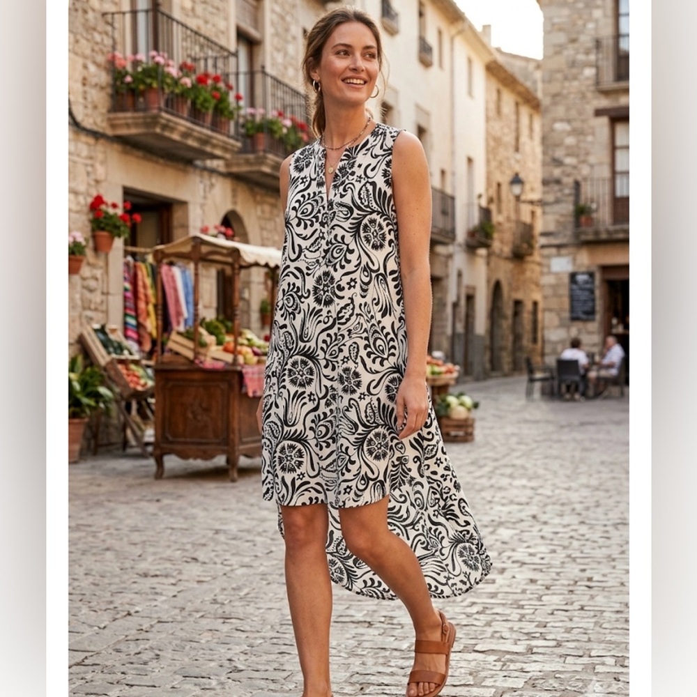 Alex & Lili Black Printed Dress size XL